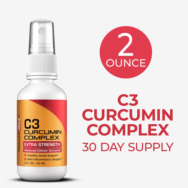C3 Curcumin Complex Extra Strength 2 oz spray bottle for 30-day supply, advanced anti-inflammatory and antioxidant support supplement.
