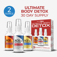 Ultimate Body Detox System 2 oz 30-day supply with ACG Glutathione, ACS 200 Silver, and ACZ Nano Zeolite for total liver and body detox.
