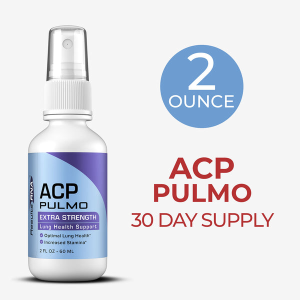 ACP Pulmo Extra Strength 2 oz bottle for 30-day supply, advanced lung health formula for respiratory support and stamina boost.
